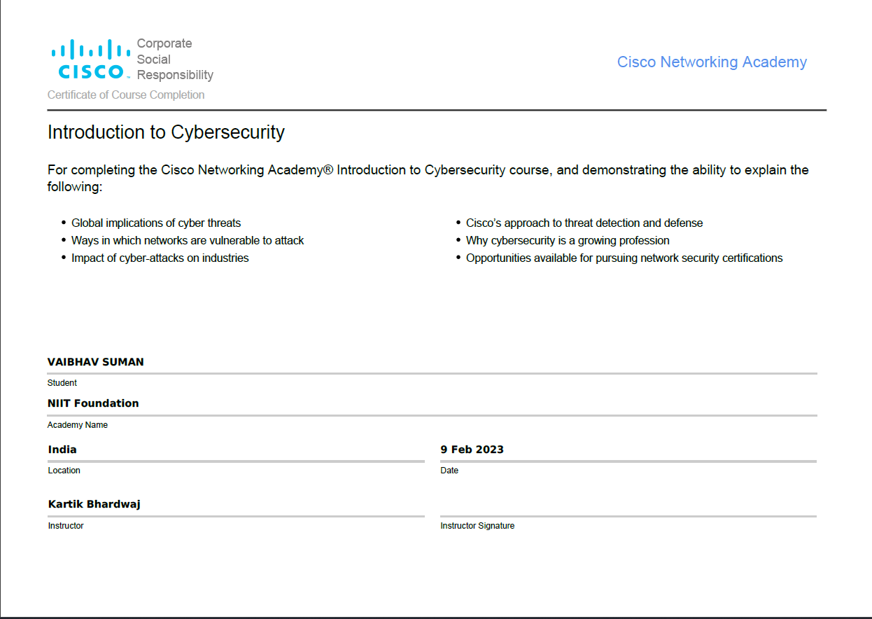 Cyber Certificate