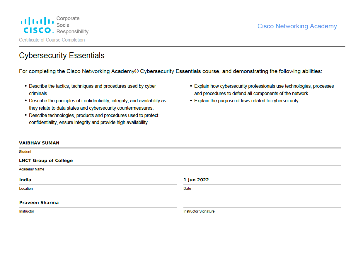 Cyber Essentials Certificate