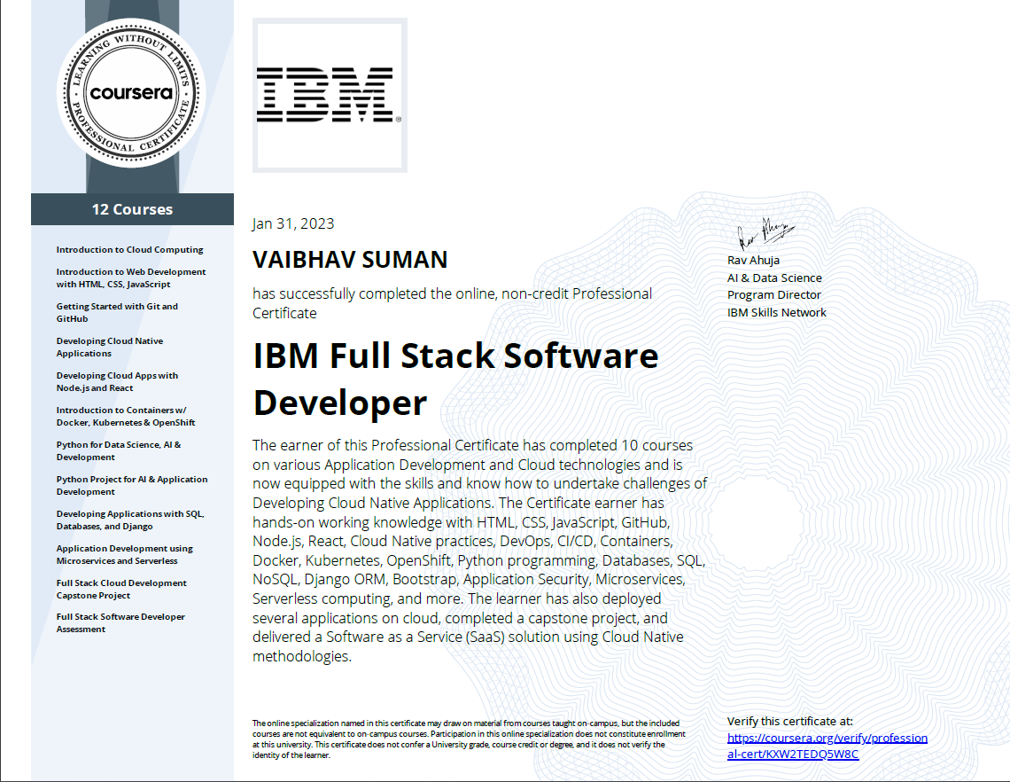 IBM Certificate