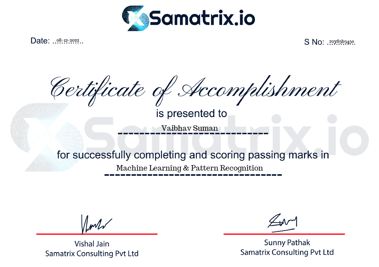 Samatrix Certificate 3